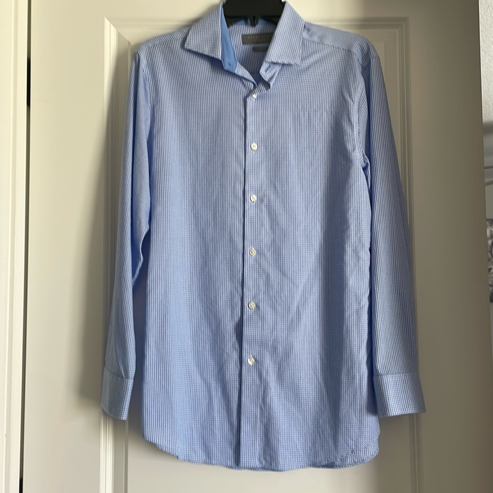 Perry Ellis Blue Striped Dress Shirt